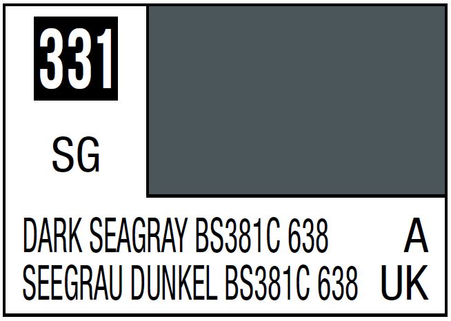 Mr Hobby Mr. Color 331 - Dark Seagray BS381C 638 (Semi-Gloss/Aircraft) | 4973028735178