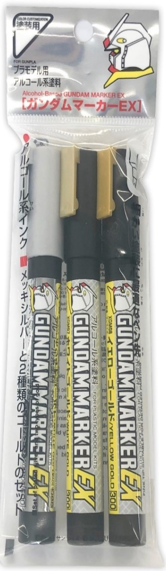 Mr Hobby GUNDAM MARKER EX PLATED SILVER AND 2 EX GOLD COLORS
