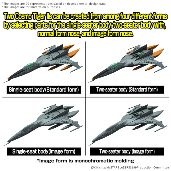 MECHA COLLECTION DX TYPE 1 SPACE FIGHTER ATTACK CRAFT COSMO TIGER II (DOUBLE SEATER/SINGLE SEATER) [2 machine set]