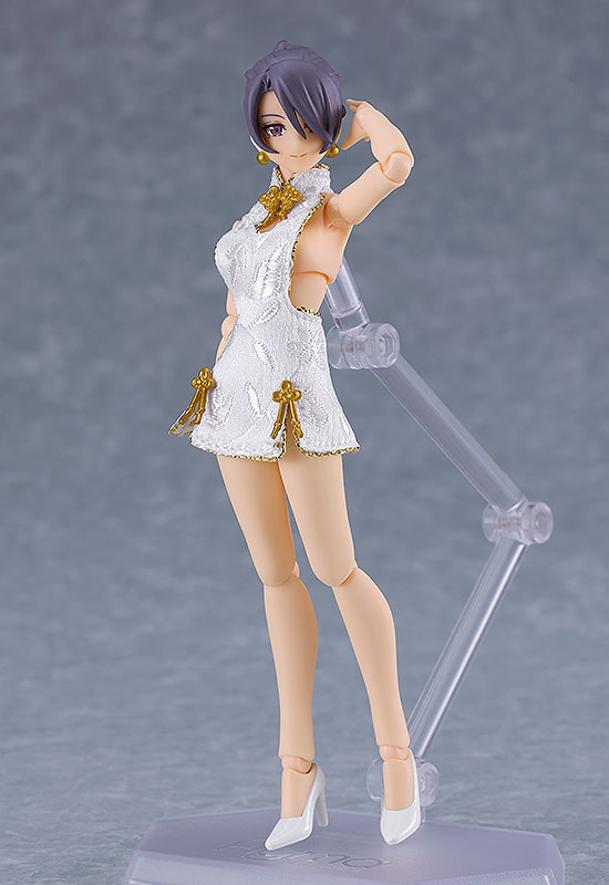 Good Smile Company figma Female Body (Mika) with Mini Skirt Chinese Dress Outfit (White)(4545784069134)(4545784069134)