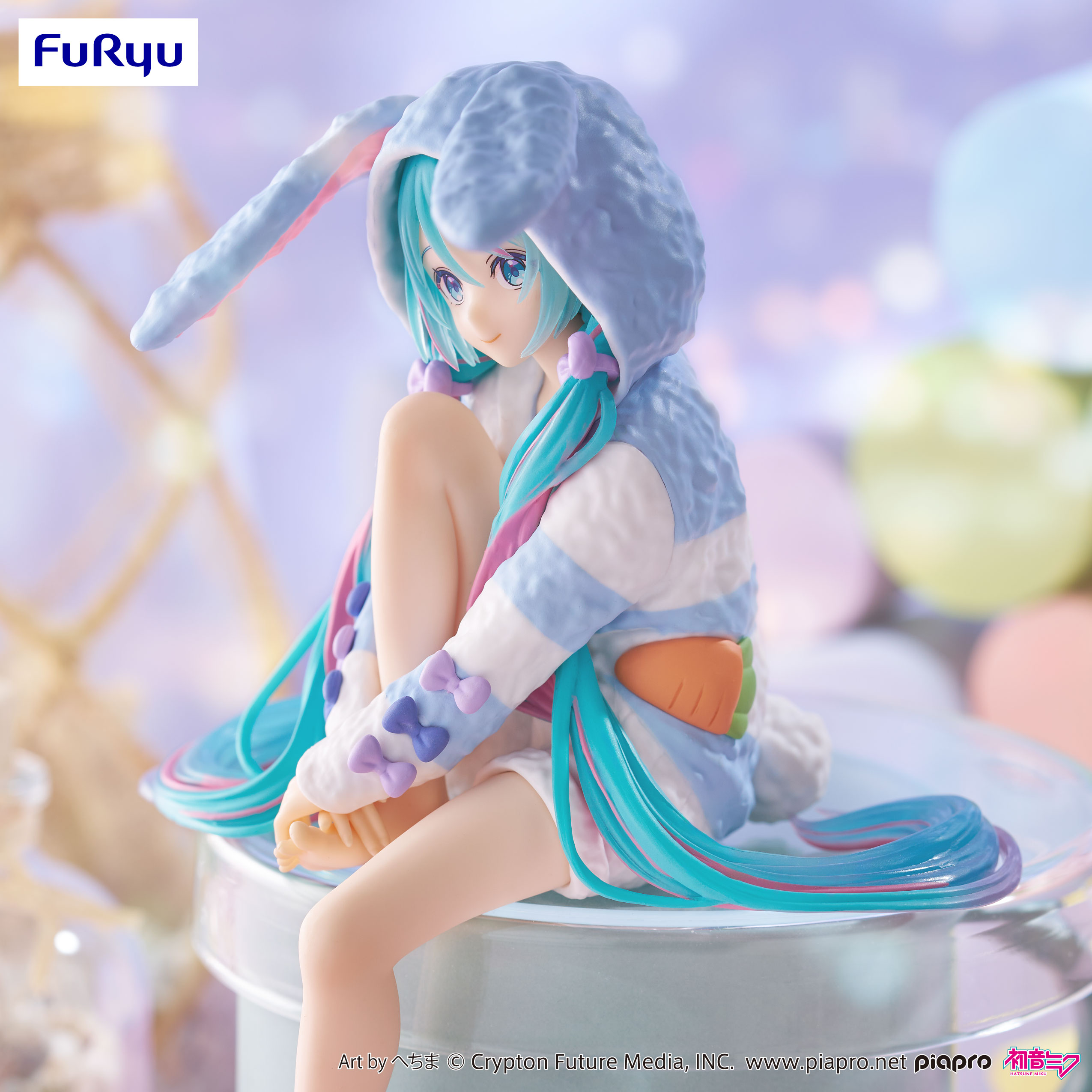 Hatsune Miku Noodle Stopper Figure -Rabbit Ear Hood Pajama Blue Color ver.- | 4571623501626