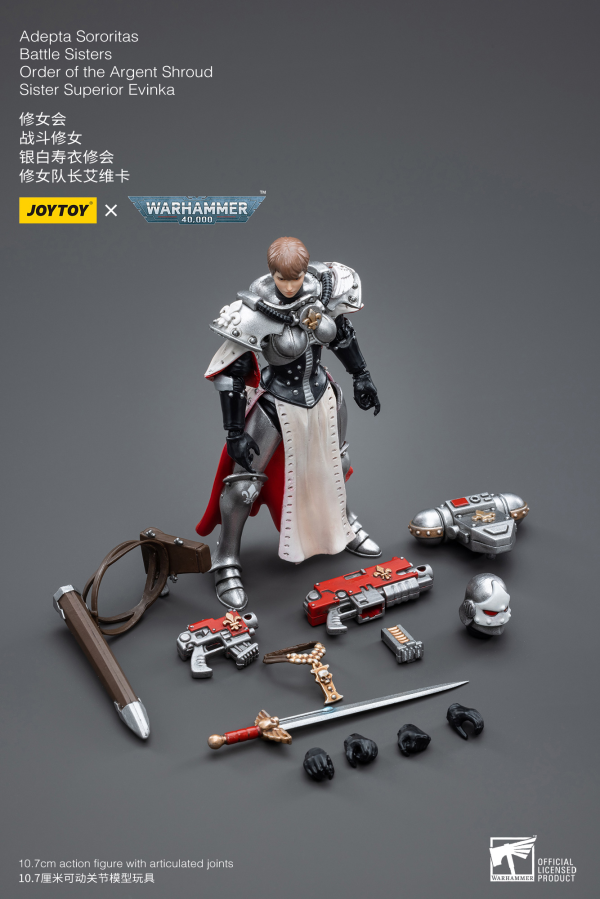 Joy Toy Warhammer 40K-Adepta Sororitas Battle Sisters Order of the Argent Shroud Sister Superior Evinka | 6973130374614