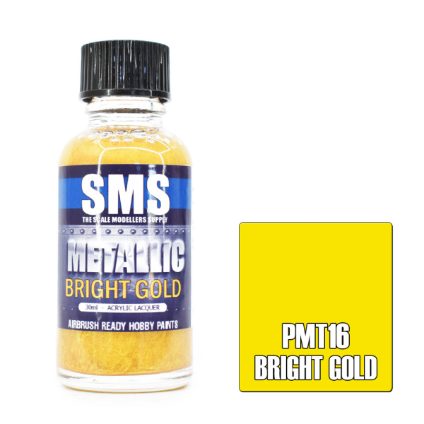 The Scale Modellers Supply (SMS) Metallic BRIGHT GOLD 30ml | 744109798931