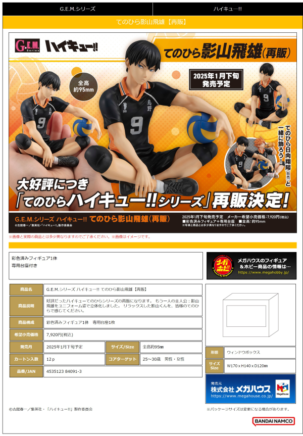 G.E.M. series Haikyu Palm size Tobio Kageyama(Repeat)