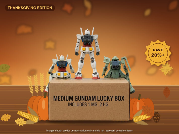 Medium Gundam Lucky Box Thanksgiving Edition - includes 1 MG, 2 HG Gundam kits, save 20% or more