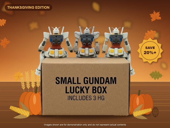 Small Gundam Lucky Box Thanksgiving Edition - includes 3 HG Gundam kits, save 20% or more