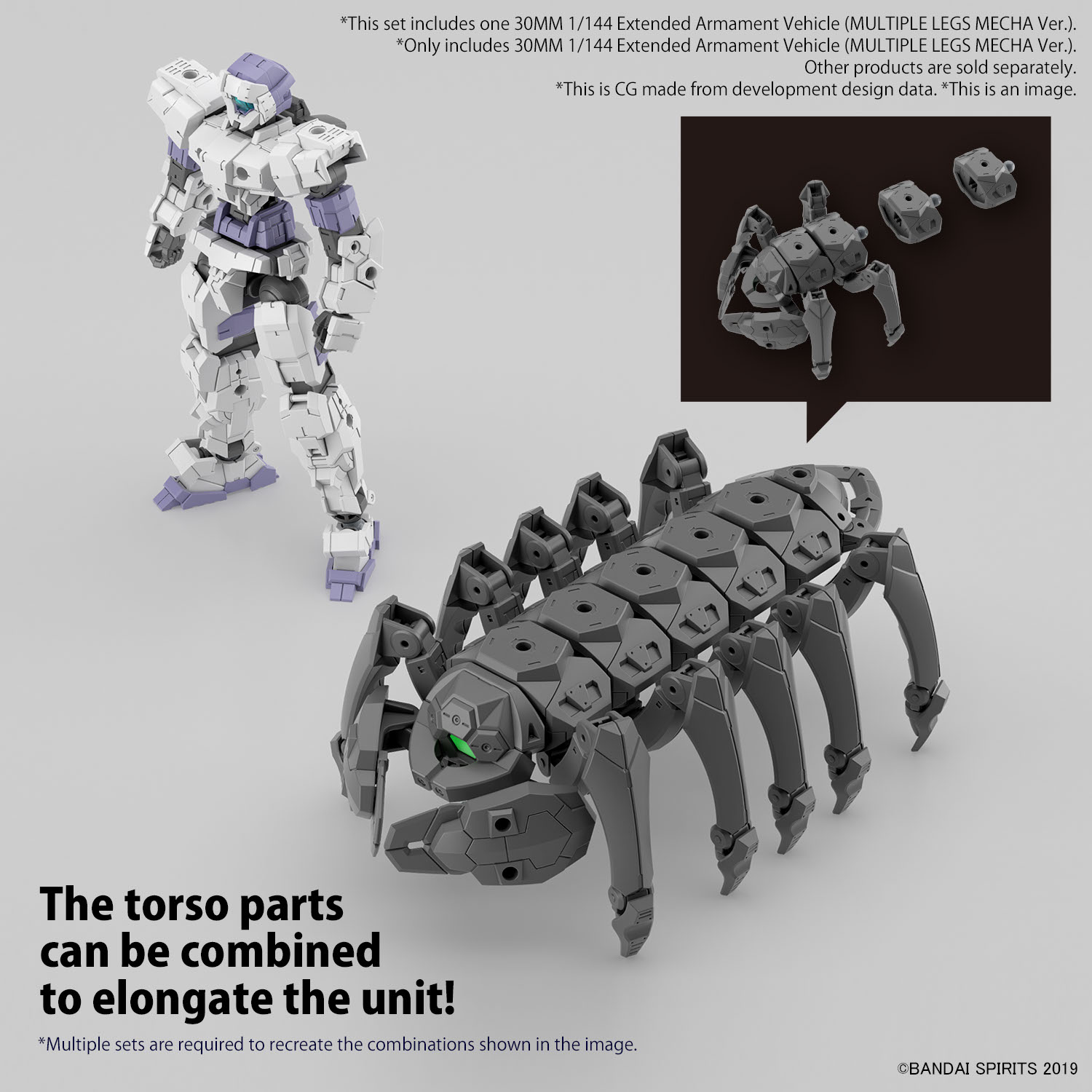 BANDAI Hobby 30MM 1/144 Extended Armament Vehicle (MULTIPLE LEGS MECHA Ver.)