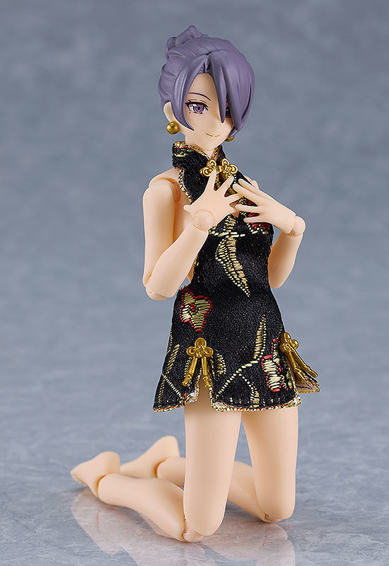 Good Smile Company figma Female Body (Mika) with Mini Skirt Chinese Dress Outfit (Black)(4545784069141)