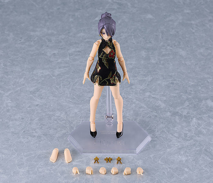 Good Smile Company figma Female Body (Mika) with Mini Skirt Chinese Dress Outfit (Black)(4545784069141)