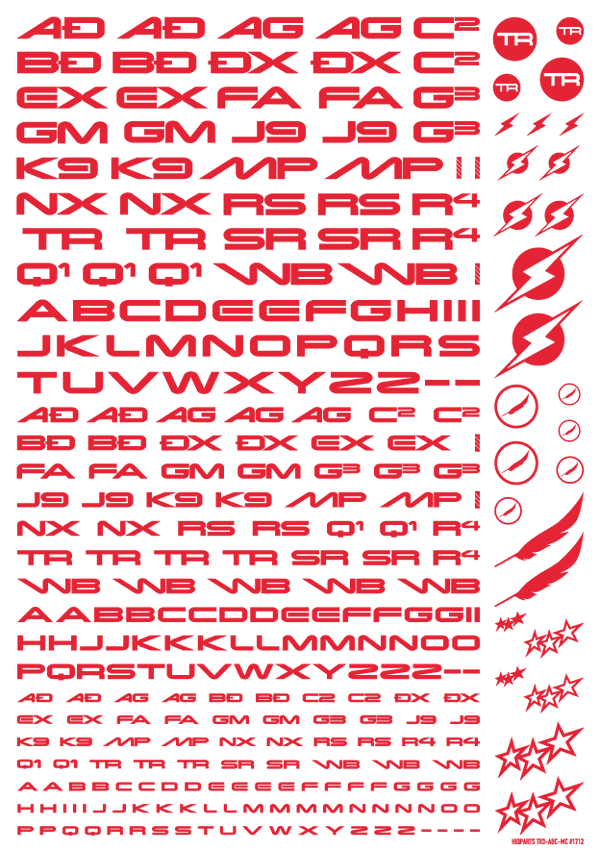 HiQ Parts TR Decal 3 Alphabet Red (1pc)