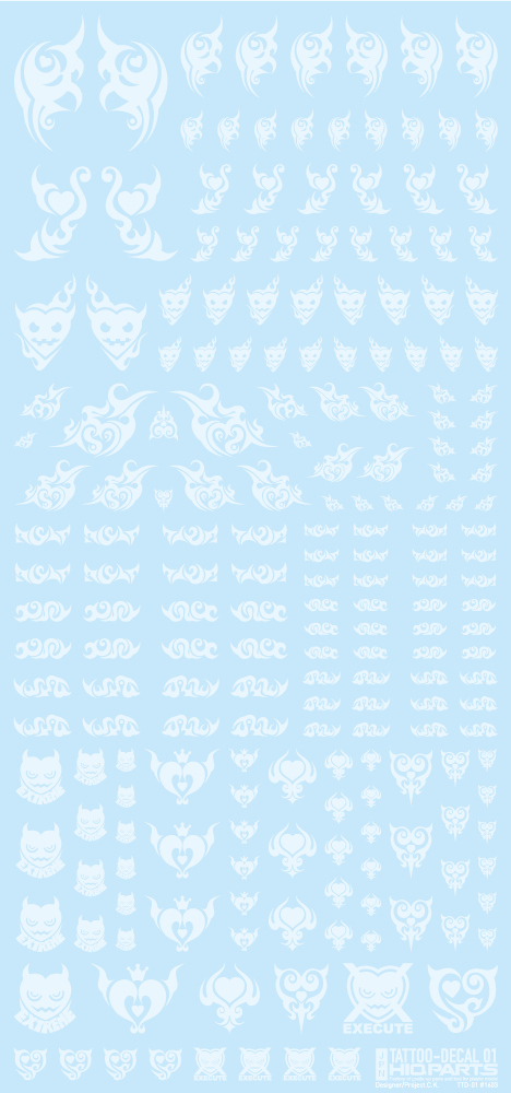 HiQ Parts Tattoo Decal 01 'Heart' Clear White (1pc) | 4573211374483