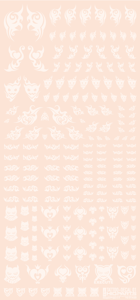 HiQ Parts Tattoo Decal 01 'Heart' Clear White (1pc) | 4573211374483