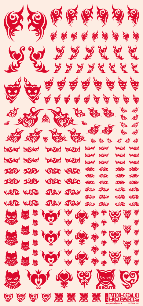HiQ Parts Tattoo Decal 01 'Heart' Red (1pc) | 4573211372397
