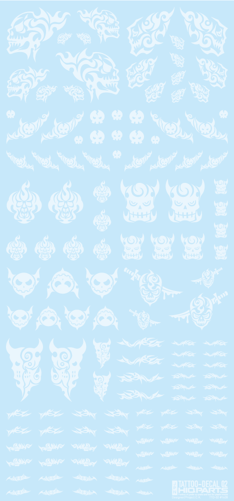 HiQ Parts Tattoo Decal 02 'Skull' Clear White (1pc) | 4573211374490