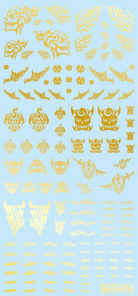 HiQ Parts Tattoo Decal 02 'Skull' Gold (1pc) | 4573211371956