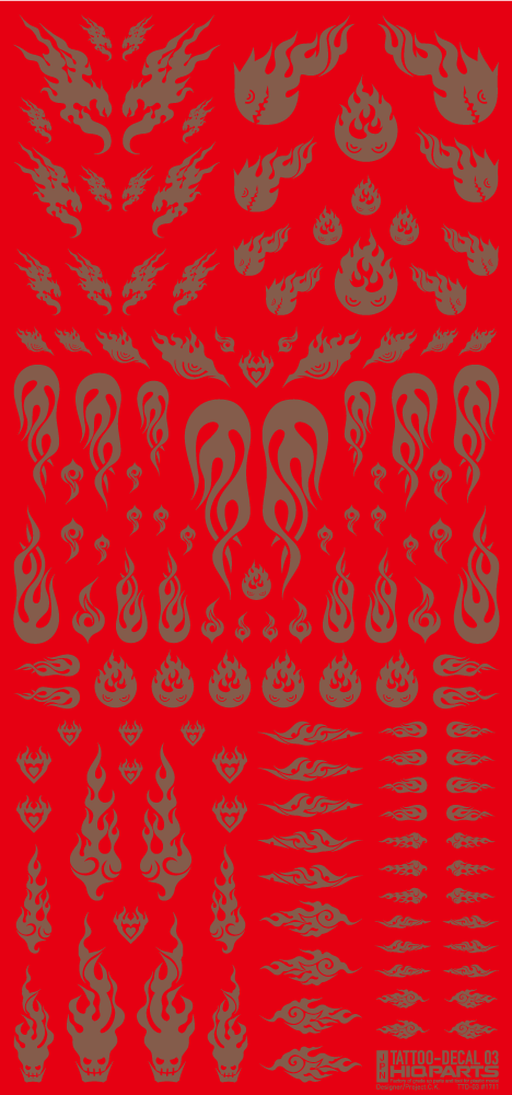HiQ Parts Tattoo Decal 03 'Fire' Clear Black (1pc) | 4573211374537