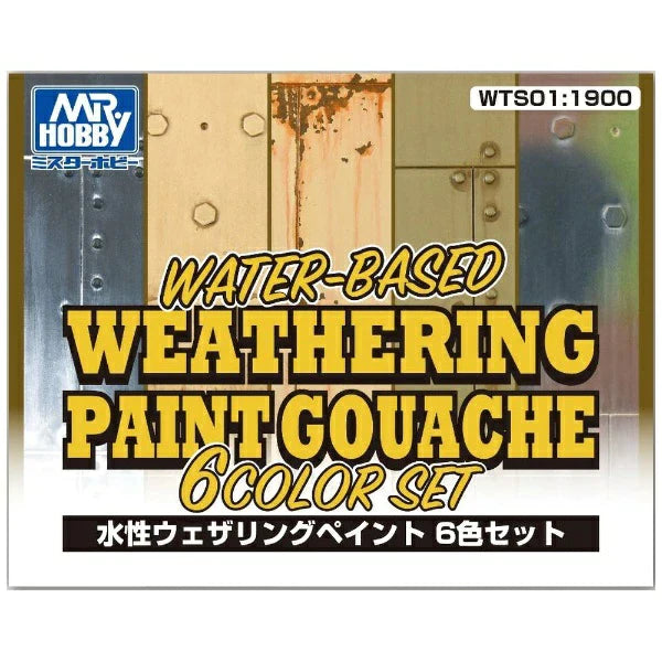 Mr Hobby WATER BASED WEATHERING PAINT GOUACHE 6 COLOR SET | 4973028506679