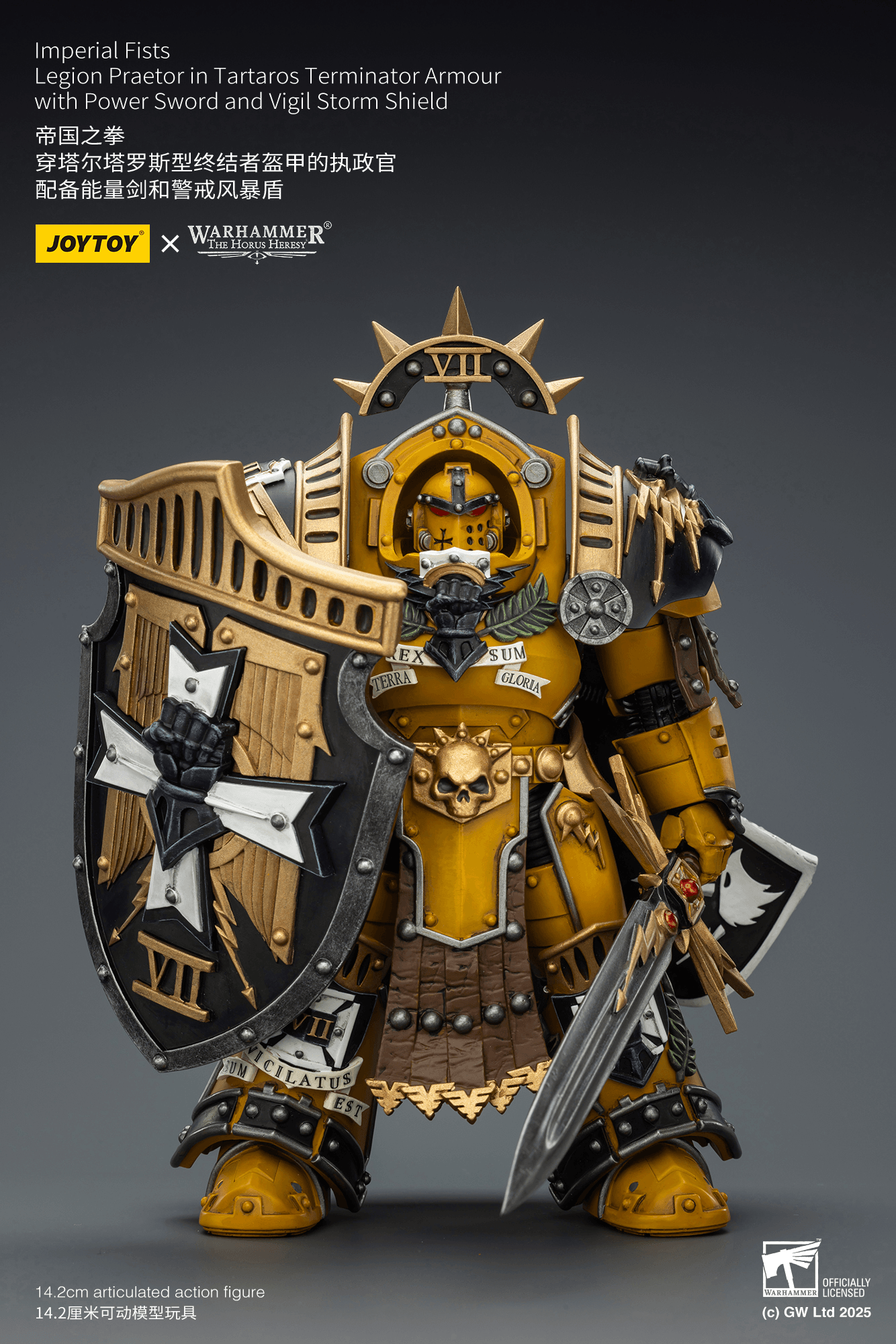 Imperial Fists Legion Praetor in Tartaros Terminator Armour with Power Sword and Vigil Storm Shield | 6927054403295