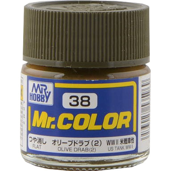 Mr Hobby Mr. Color 38 - Olive Drab 2 (Flat/Tank) | 4973028716368