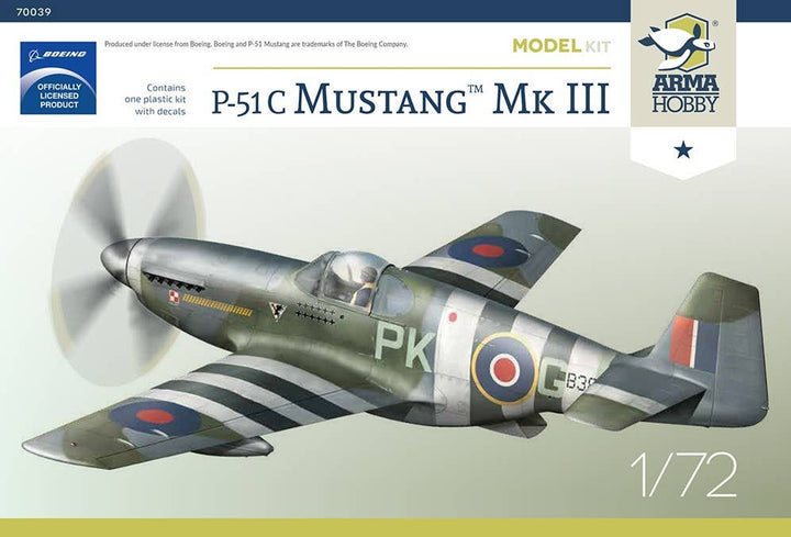 Arma Hobby 1/72 P-51 C Mustang Mk. III Model Kit | 5902734373373