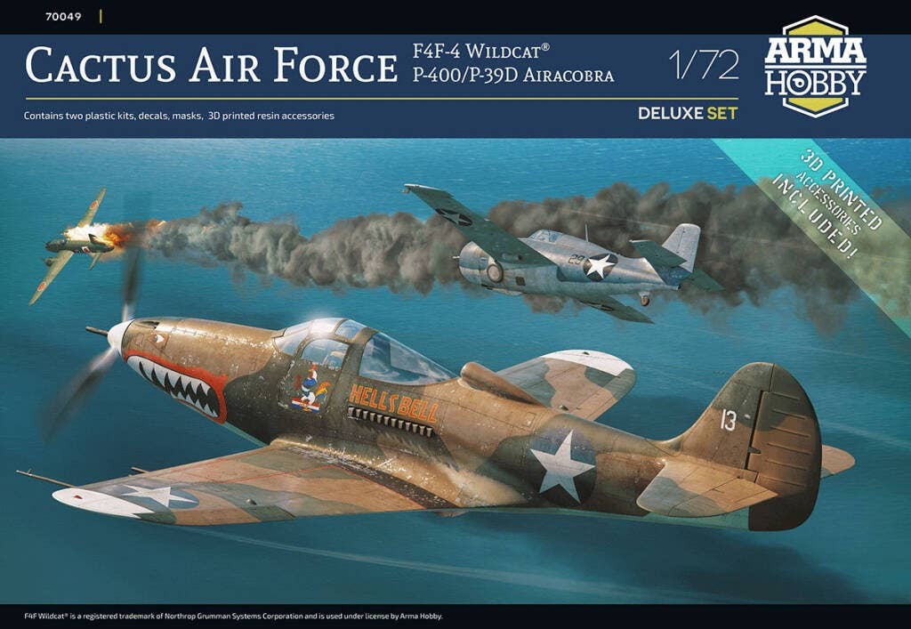 Arma Hobby 1/72 Cactus Air Force Deluxe Set – F4F-4 Wildcat® and P-400/P-39D Airacobra Over Guadalcanal | 5902734373458