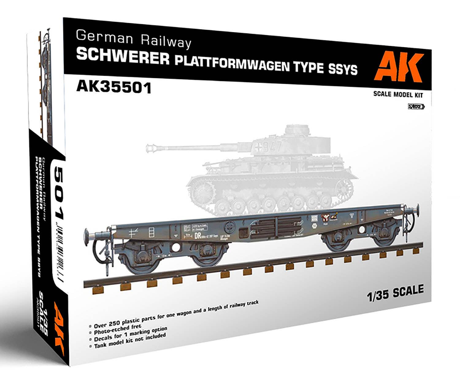AK Interactive 1/35 German Railway Schwerer Plattformwagen Type SSYS | 8435568328877