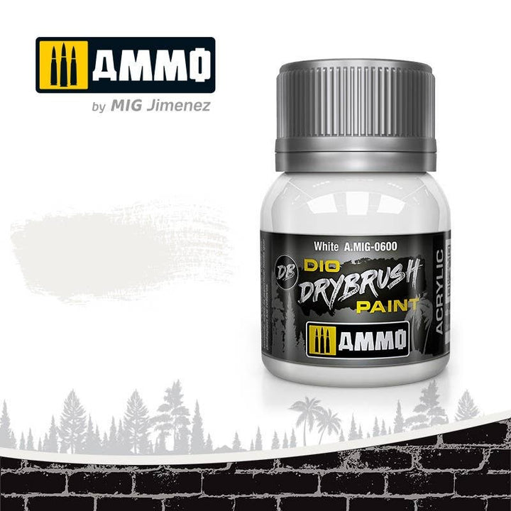 Ammo Mig Dio Drybrush Acrylic Paint 40ml - White | 8432074006008