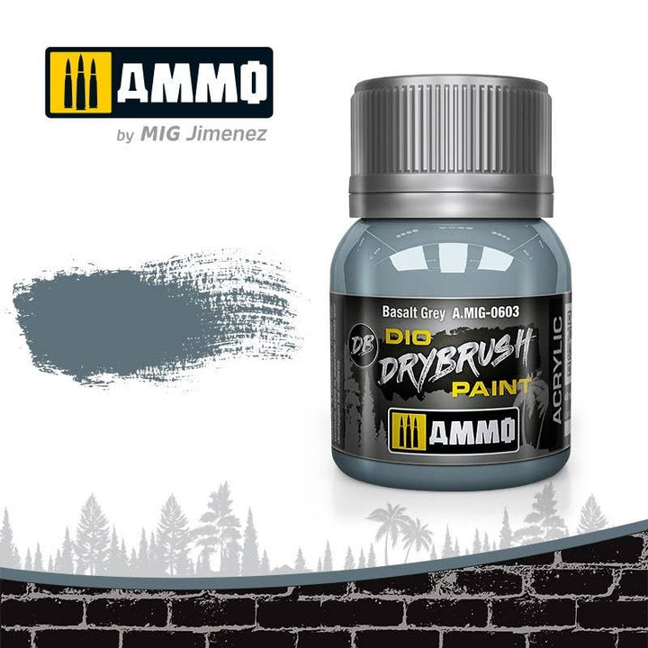 Ammo Mig Dio Drybrush Acrylic Paint 40ml - Basalt Grey | 8432074006039