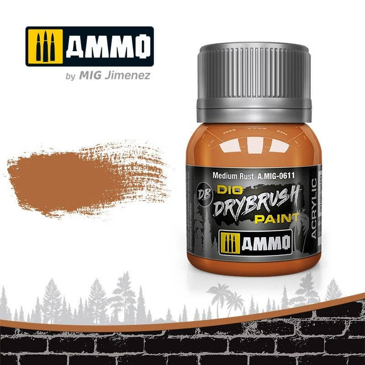 Ammo Mig Dio Drybrush Acrylic Paint 40ml - Medium Rust | 8432074006114