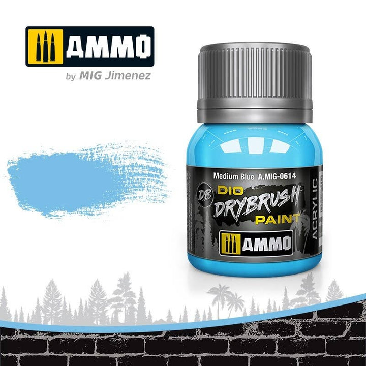 Ammo Mig Dio Drybrush Acrylic Paint 40ml - Medium Blue | 8432074006145