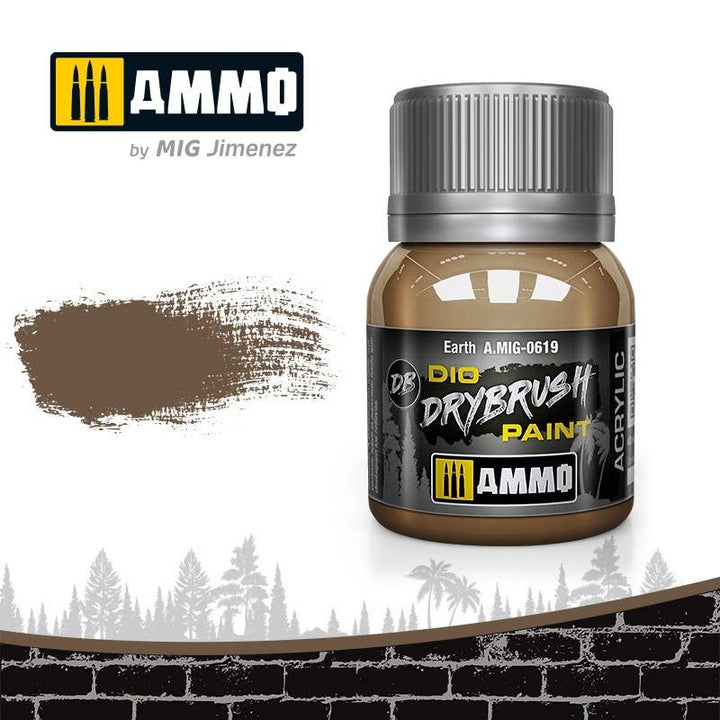 Ammo Mig Dio Drybrush Acrylic Paint 40ml - Earth | 8432074006190