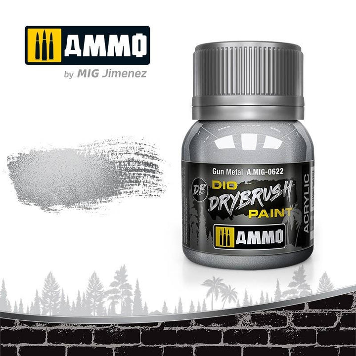 Ammo Mig Dio Drybrush Acrylic Paint 40ml - Gun Metal | 8432074006220