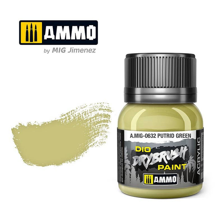 Ammo Mig Dio Drybrush Acrylic Paint 40ml - Putrid Green | 8432074006329
