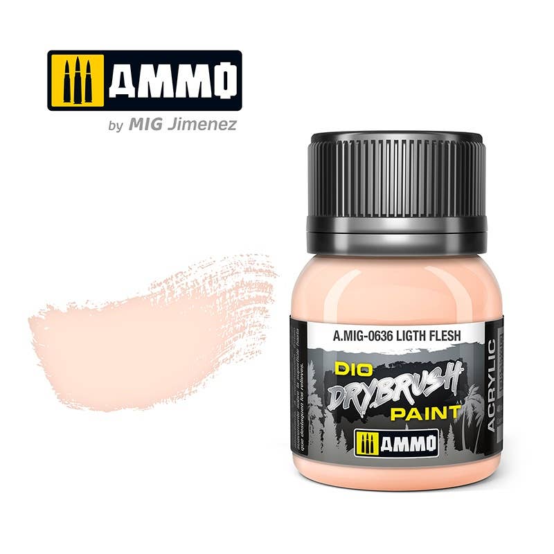 Ammo Mig Dio Drybrush Acrylic Paint 40ml - Ligth Flesh | 8432074006367