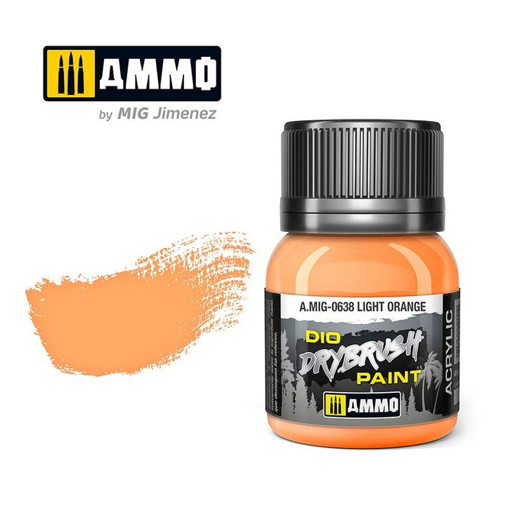 Ammo Mig Dio Drybrush Acrylic Paint 40ml - Light Orange | 8432074006381
