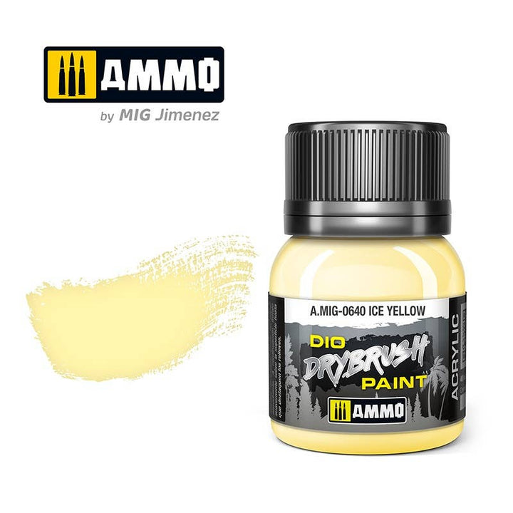 Ammo Mig Dio Drybrush Acrylic Paint 40ml - Ice Yellow | 8432074006404