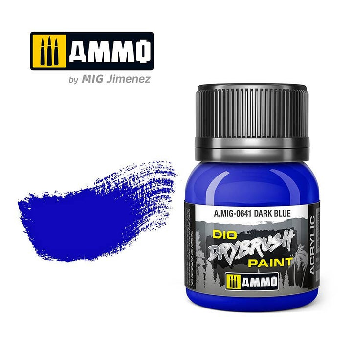 Ammo Mig Dio Drybrush Acrylic Paint 40ml - Dark Blue | 8432074006411