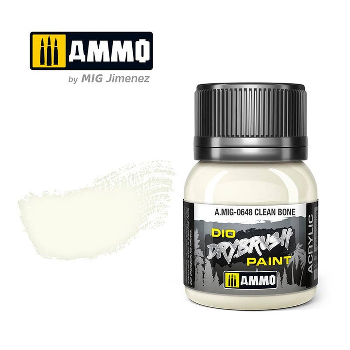 Ammo Mig Dio Drybrush Acrylic Paint 40ml - Clean Bone | 8432074006480