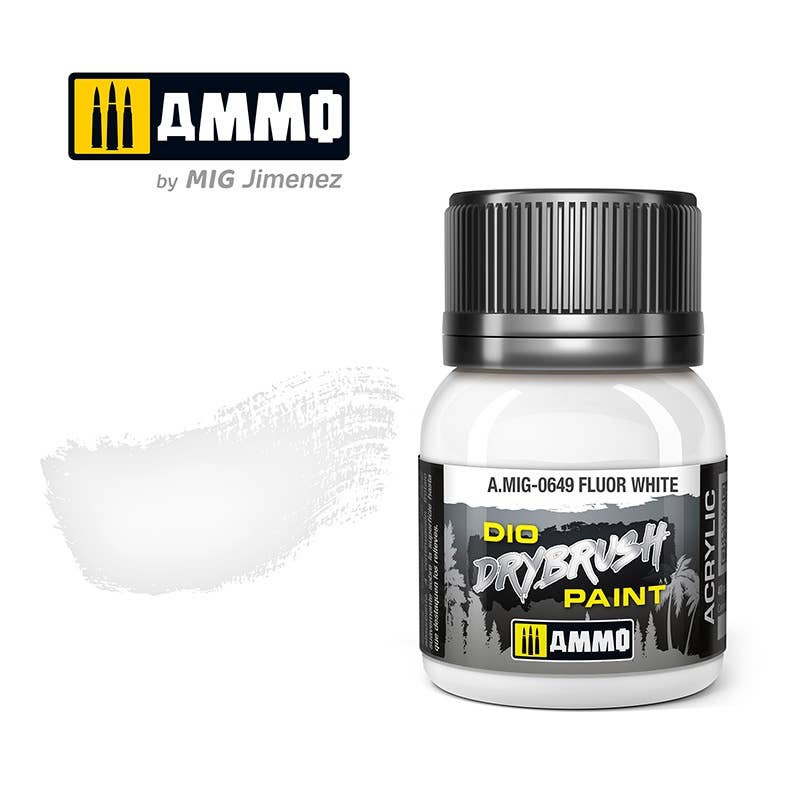 Ammo Mig Dio Drybrush Acrylic Paint 40ml - Fluor White | 8432074006497