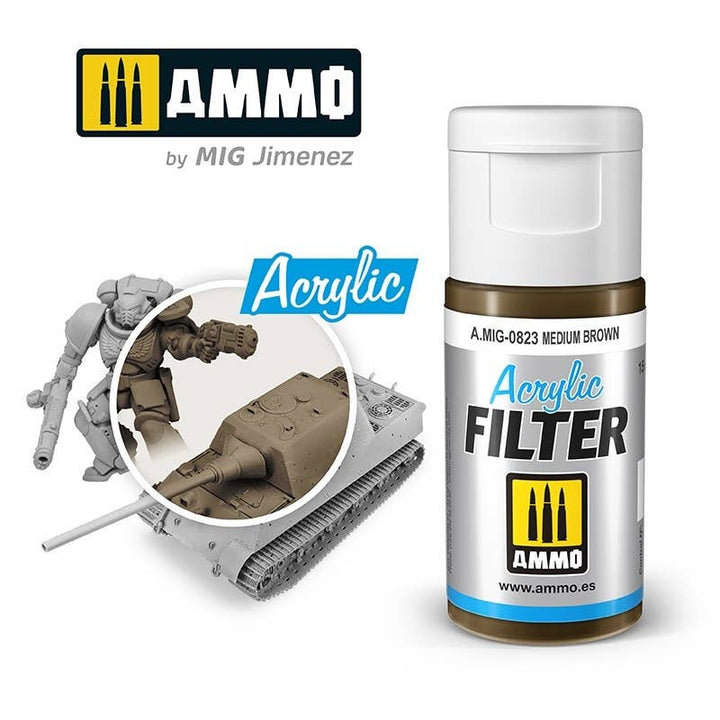 Ammo Mig Medium Brown Acrylic Filter | 8432074008231