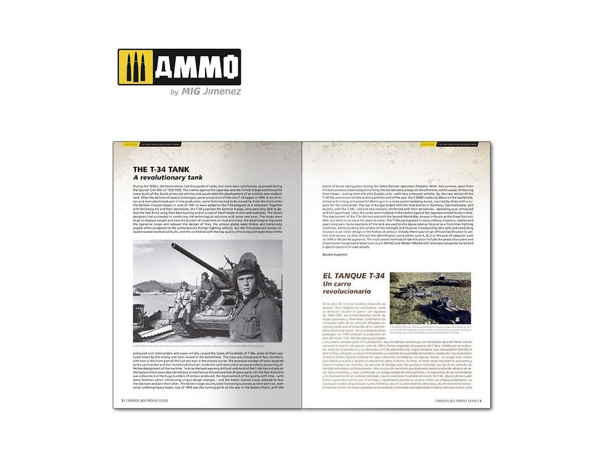 Ammo Mig T-34 Colors: T-34 Tank Camouflage Patterns in WWII - Camouflage Profile Guide (Multilingual) | 8432074061458