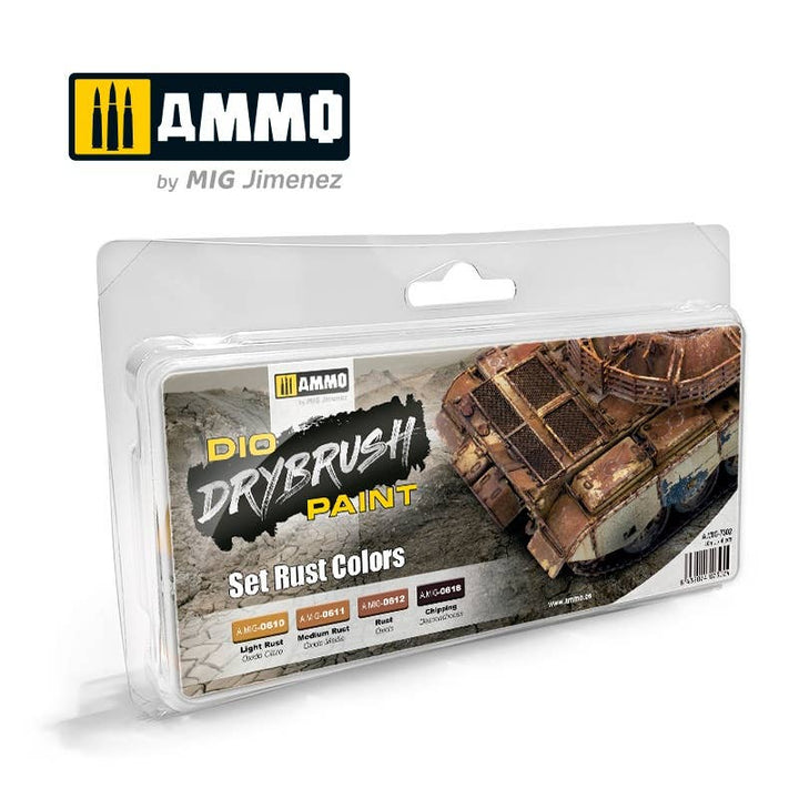 Ammo Mig Dio Drybrush Acrylic Paint Set - Rust Colors | 8432074073024