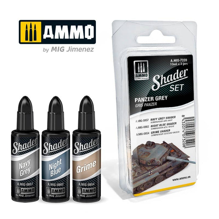 Ammo Mig Acrylic Shader Set - Panzer Grey | 8432074073208