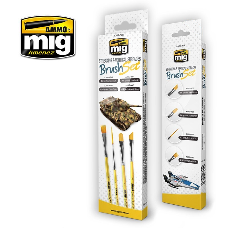 Ammo Mig Streaking and Vertical Surfaces Brush Set | 8432074076049