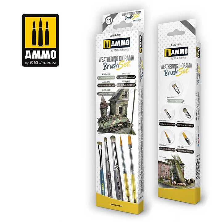 Ammo Mig Dioramas Weathering Brush Set | 8432074076117
