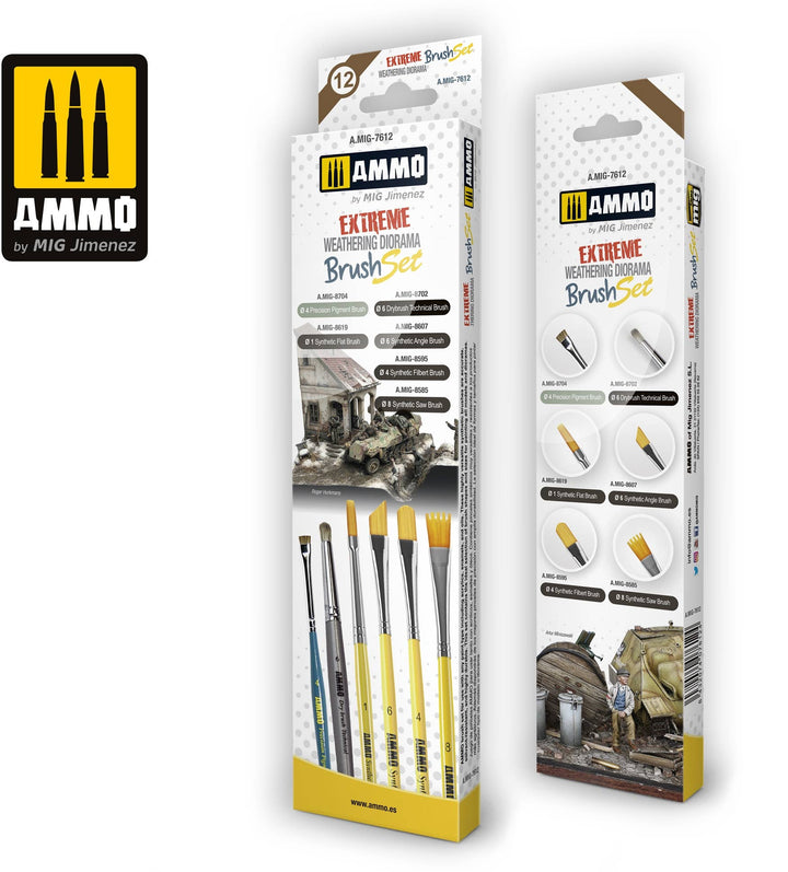 Ammo Mig Extreme Weathering Diorama Brush Set | 8432074076124