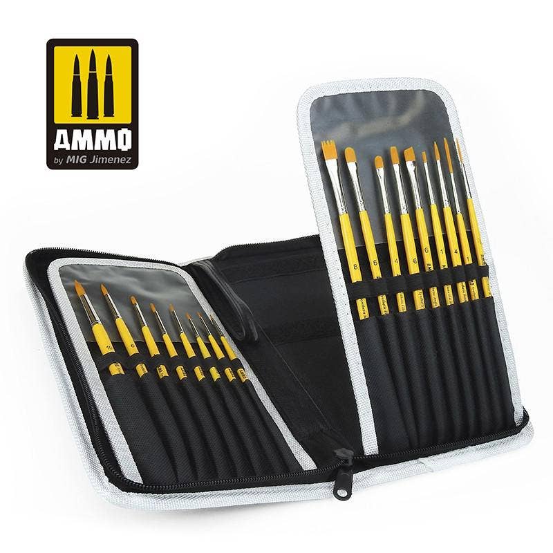 Ammo Mig Ammo Brush Arsenal Set with Brush Organization & Protective Storage