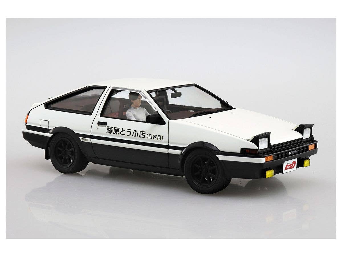 Aoshima 1/24 INITIAL D FUJIWARA TAKUMI AE86 TRUENO (PROJECT-D Ver) w/ Figure | 4905083059548
