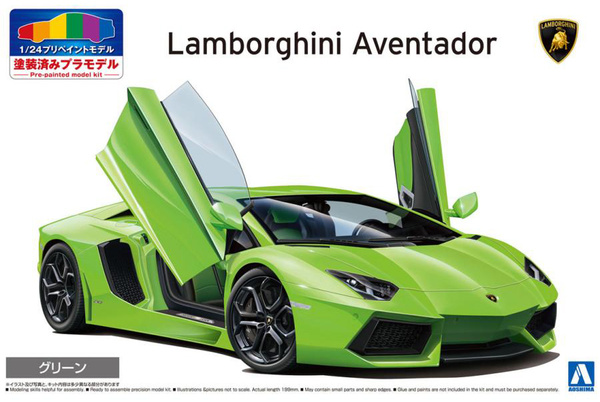 Aoshima 1/24 '11 Lamborghini Aventador Green Car