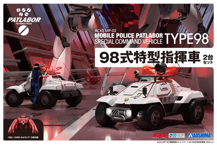 Aoshima 1/43 ACKS MP-02 Series Mobile Police Patlabor Type 98 Commnad Vehicle 2 Sets | 4905083063064